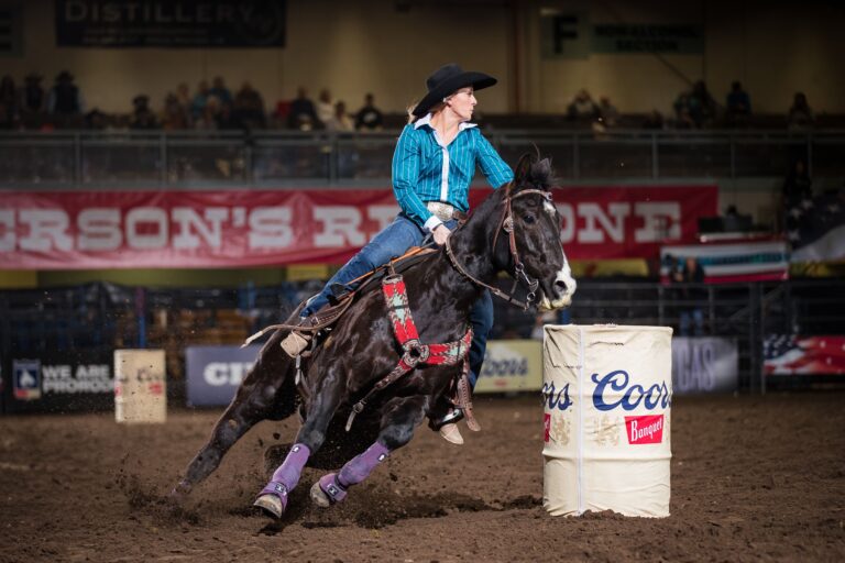 Abigail Knight at Montana Circuit Finals barrel racing.