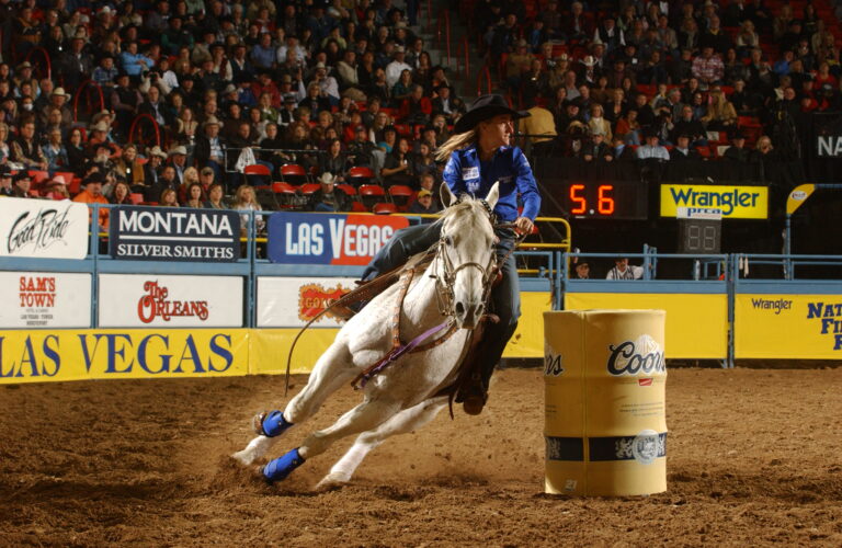 PJ Burger Barrel Racing on Lulu at the 2009 NFR.