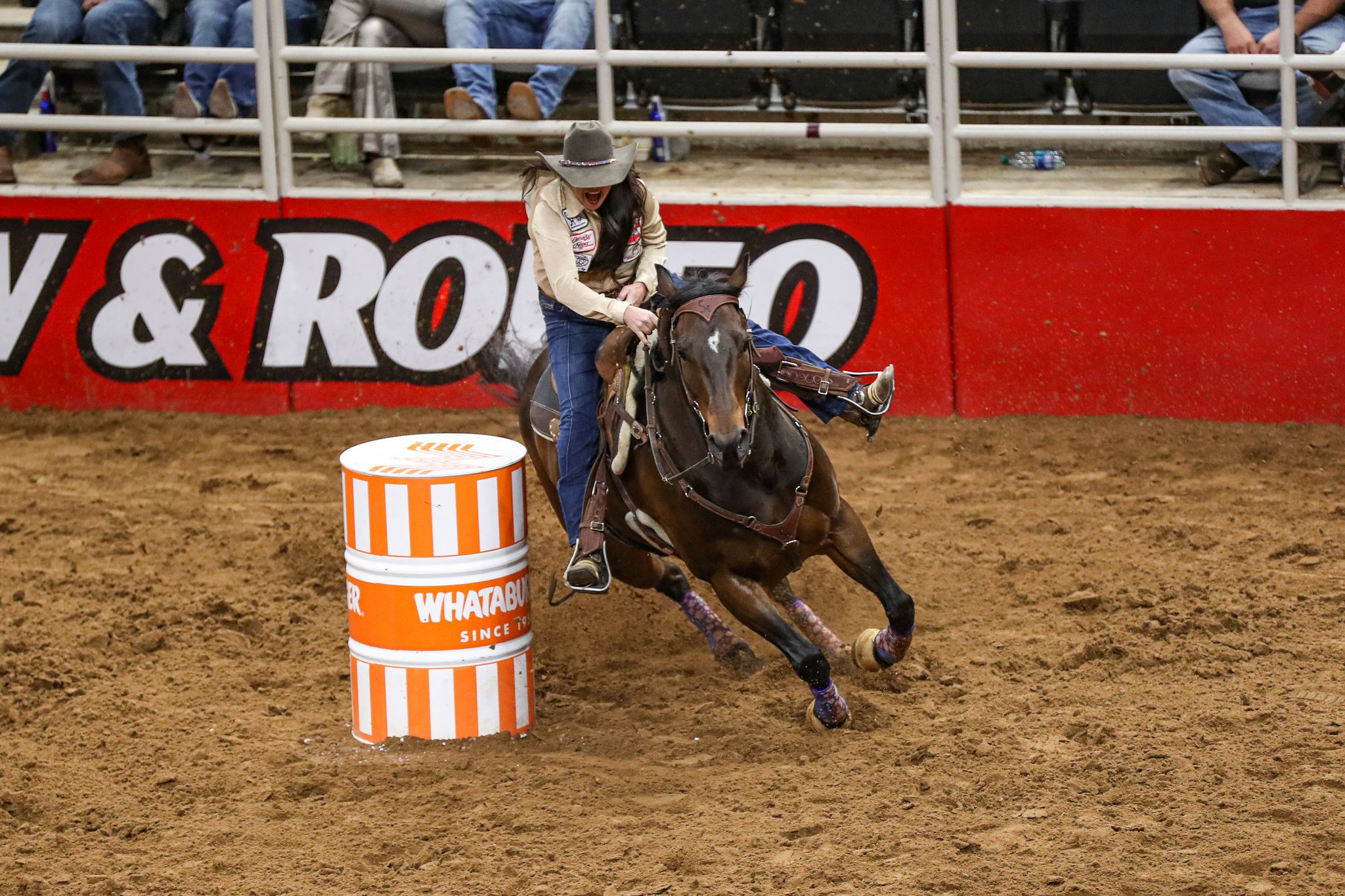 Sharin Hall competes in the barrel racing at San Antonio.