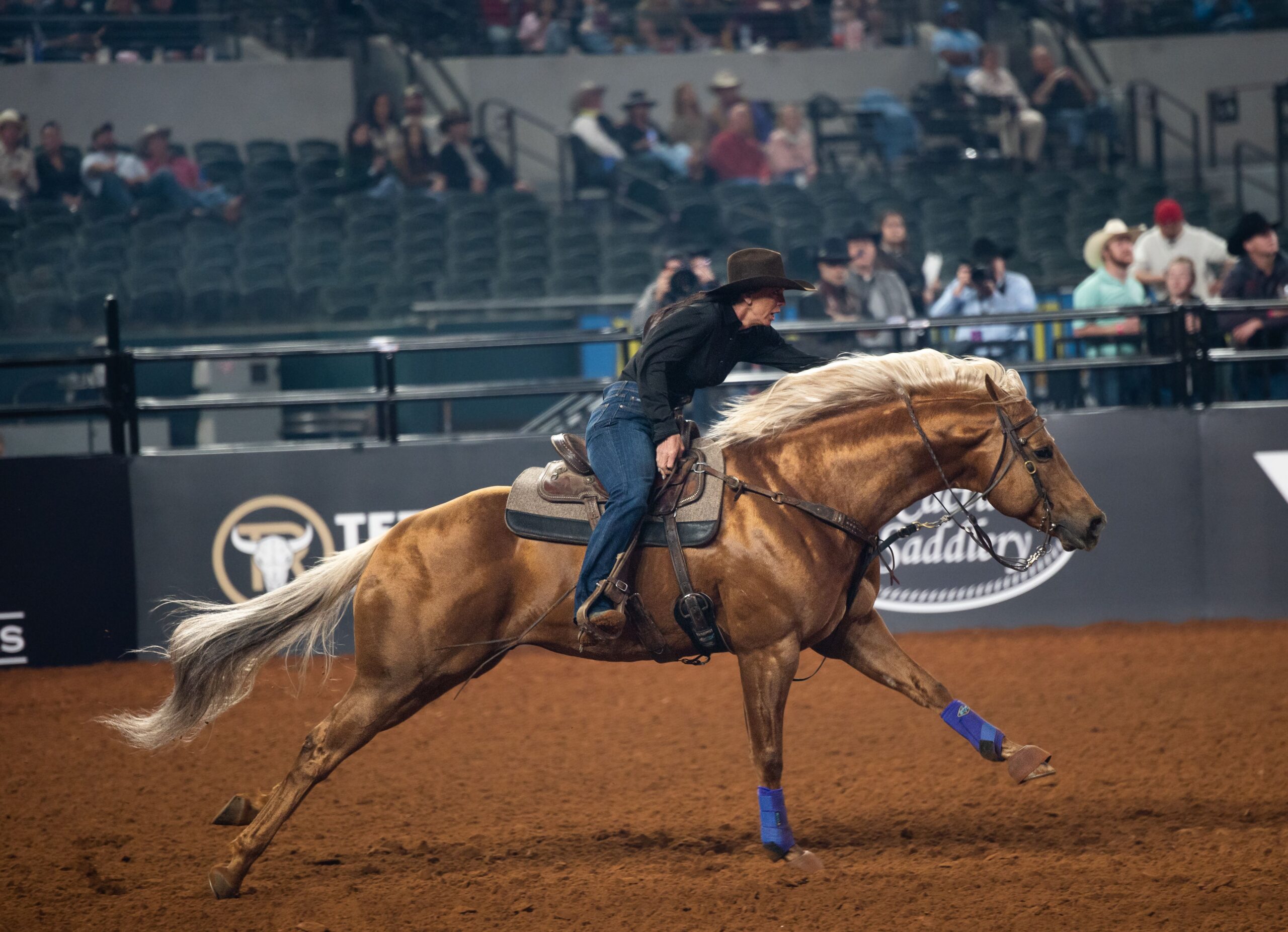 Latricia Duke runs home from the third barrel at The American Contender Finals.