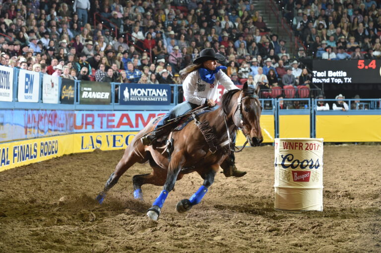 Taci Bettis turns a barrel at the NFR.
