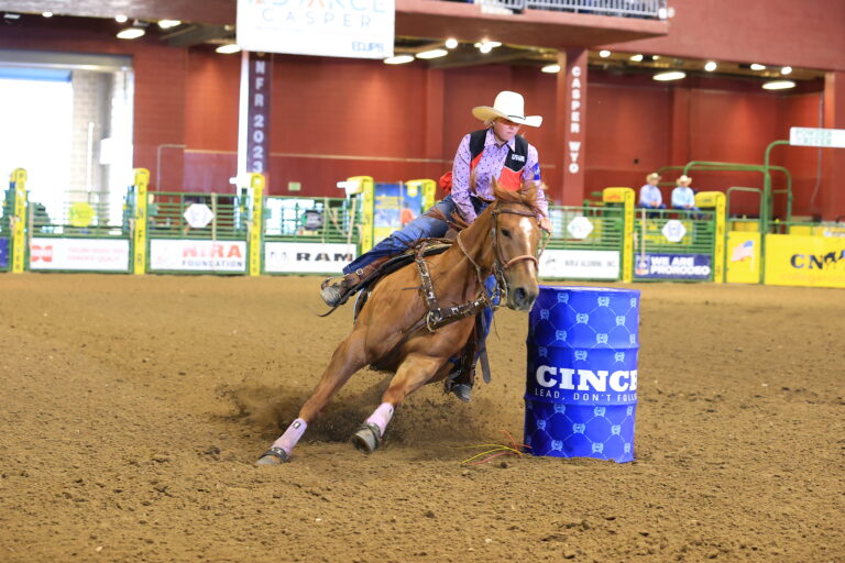 Taycie Matthews College National Finals Rodeo barrel racing.