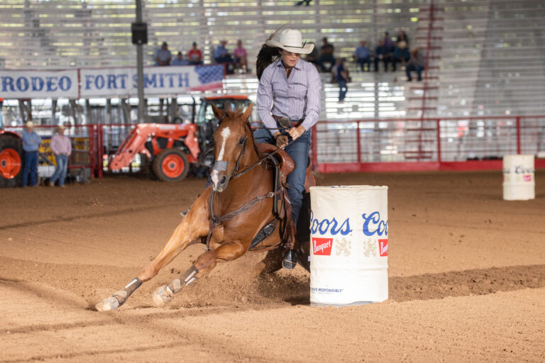 Nicole Driggers competes in barrel racing.