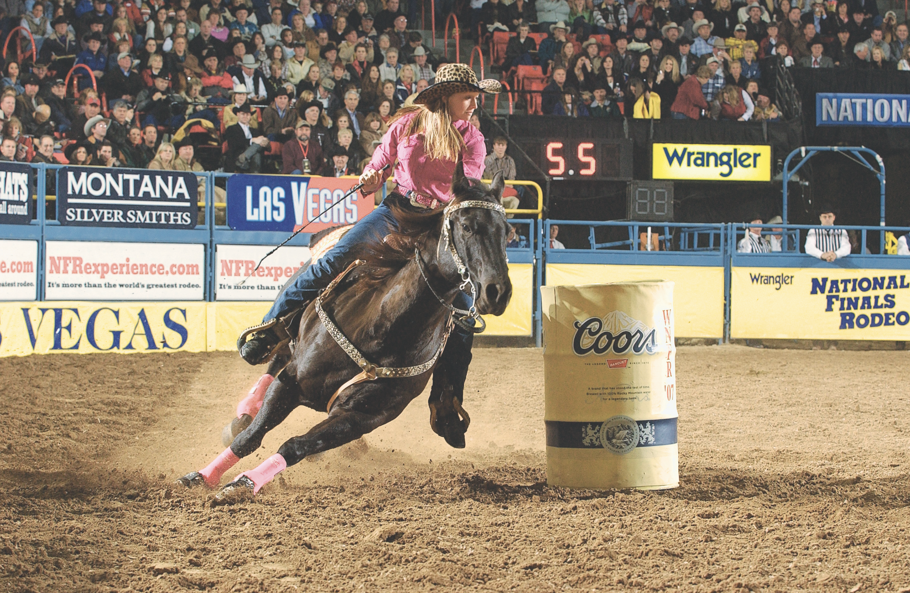 Barrel racer competes at the National Finals Rodeo