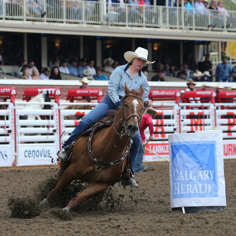 Taycie Matthews barrel racing at Calgary