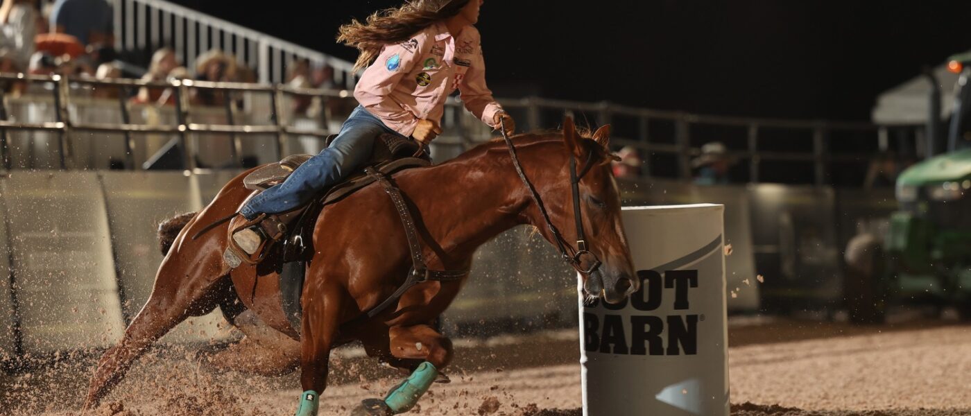 Ryann Pedone rounds a turn on HP Feel the fame at rodeo carolina