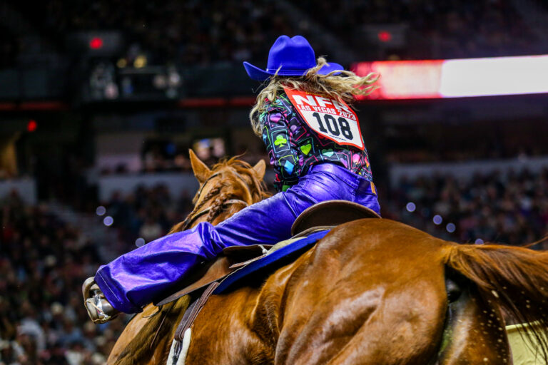 Sissy Winn winning NFR barrel racing round