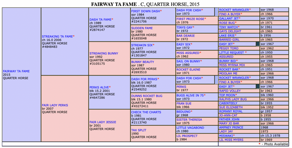 Fairway Ta Fame pedigree