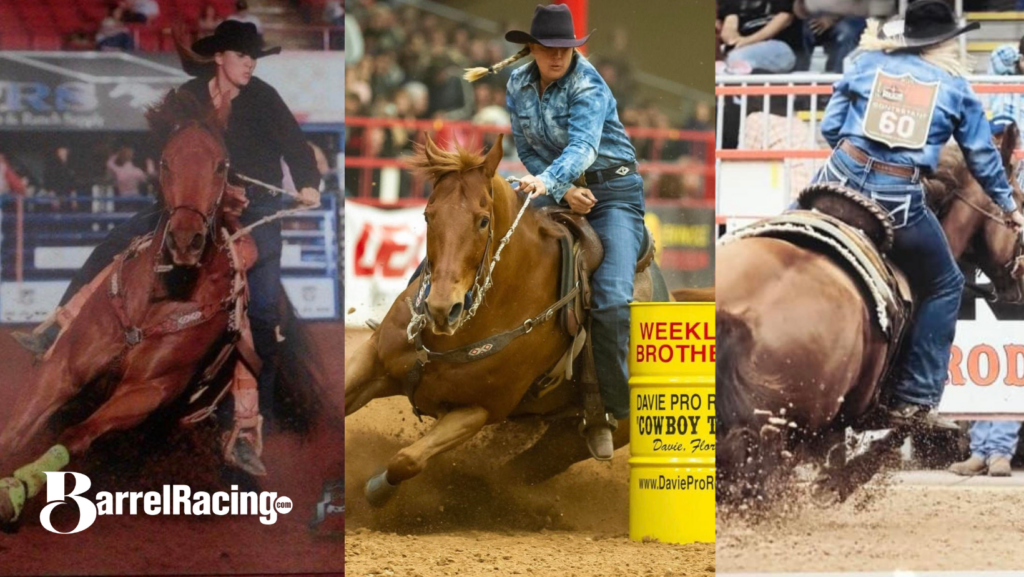 Nicole Yost barrel racing on Red Hot Peso