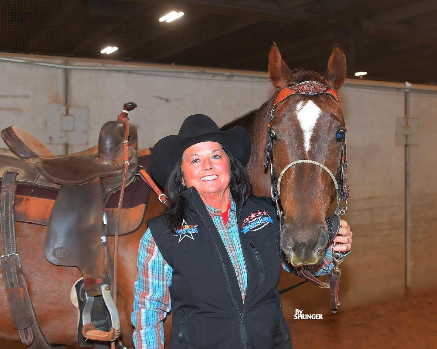 Kay Blandford poses with her horse.