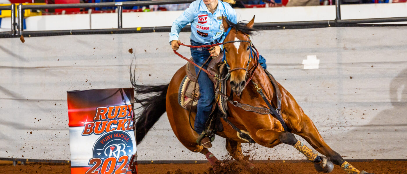 Elaina McKinney and EP I See barrel racing