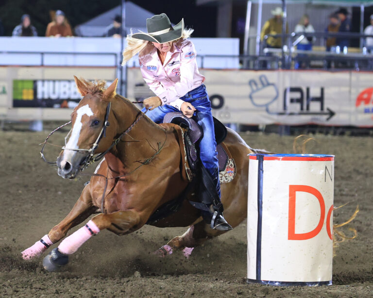 Tiany Schuster barrel racing Mandan