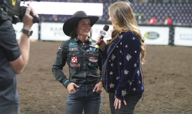 Hailey Kinsel smiles in an interview with Janie Johnson after winning the 2024 Governor's Cup in Sioux Falls.
