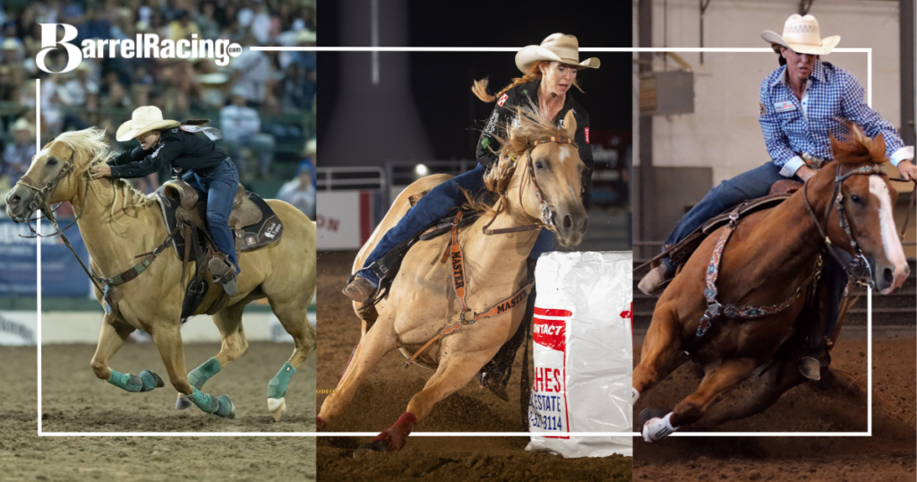Emily Beisel, Andrea Busby and Hailey Kinsel aboard their Horse of the Year contenders.