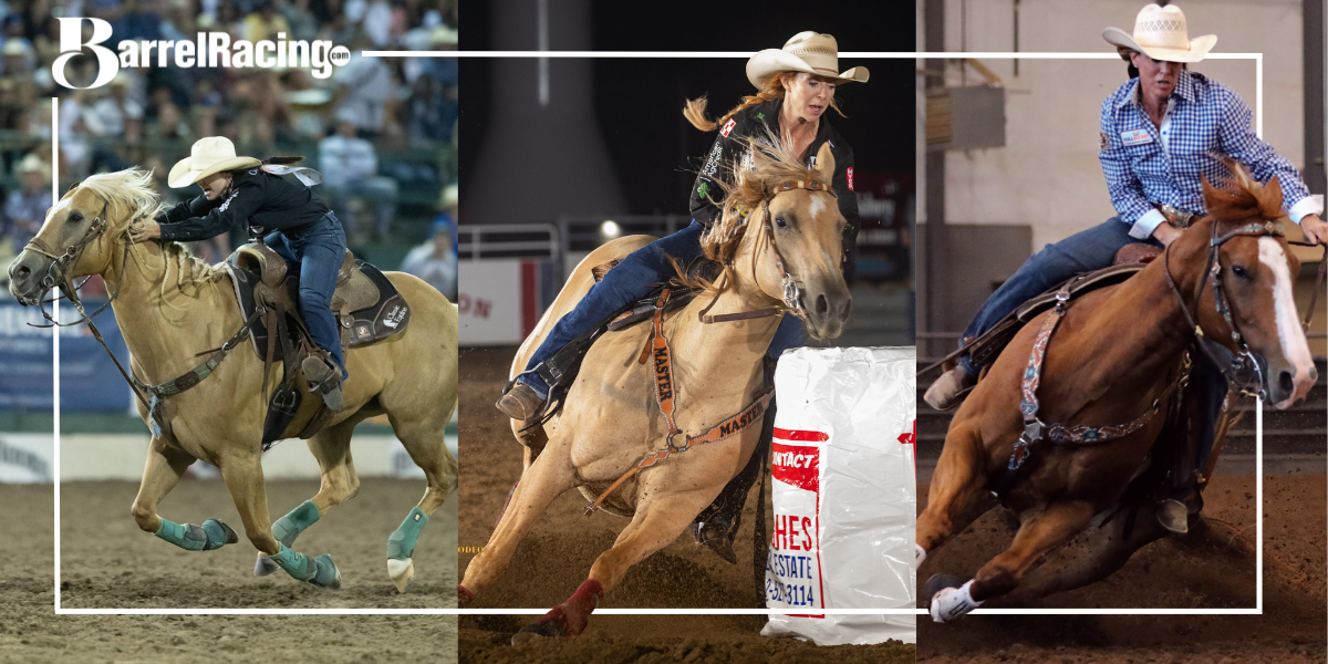 Emily Beisel, Andrea Busby and Hailey Kinsel aboard their Horse of the Year contenders.