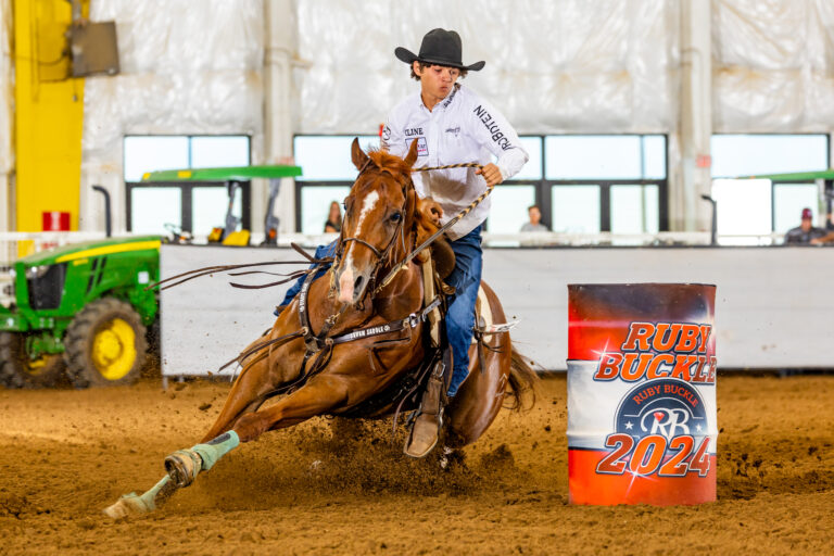 Caleb Cline and Gotta Be Heavenly barrel racing