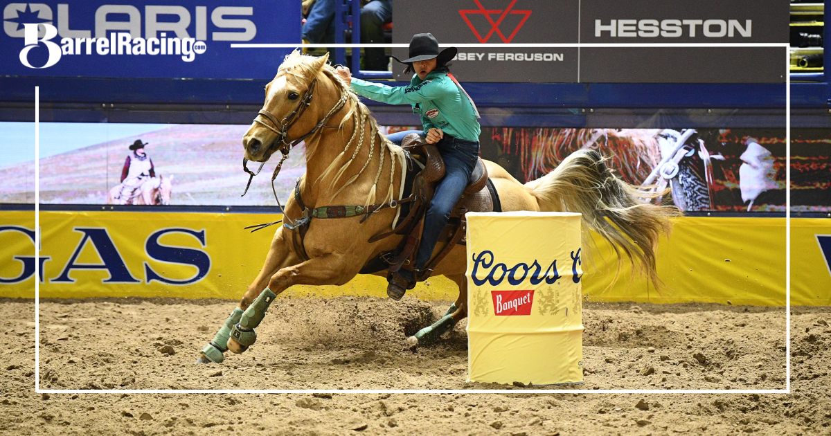 Hailey Kinsel and Sis barrel racing NFR