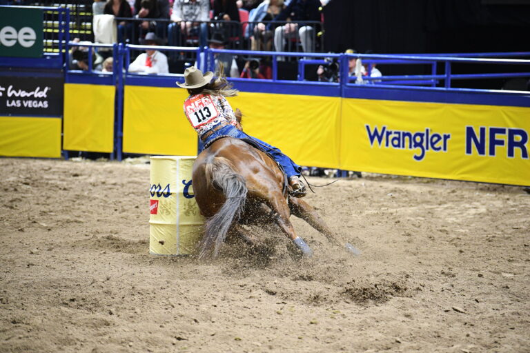 Abby Phillips barrel racing at NFR 2024