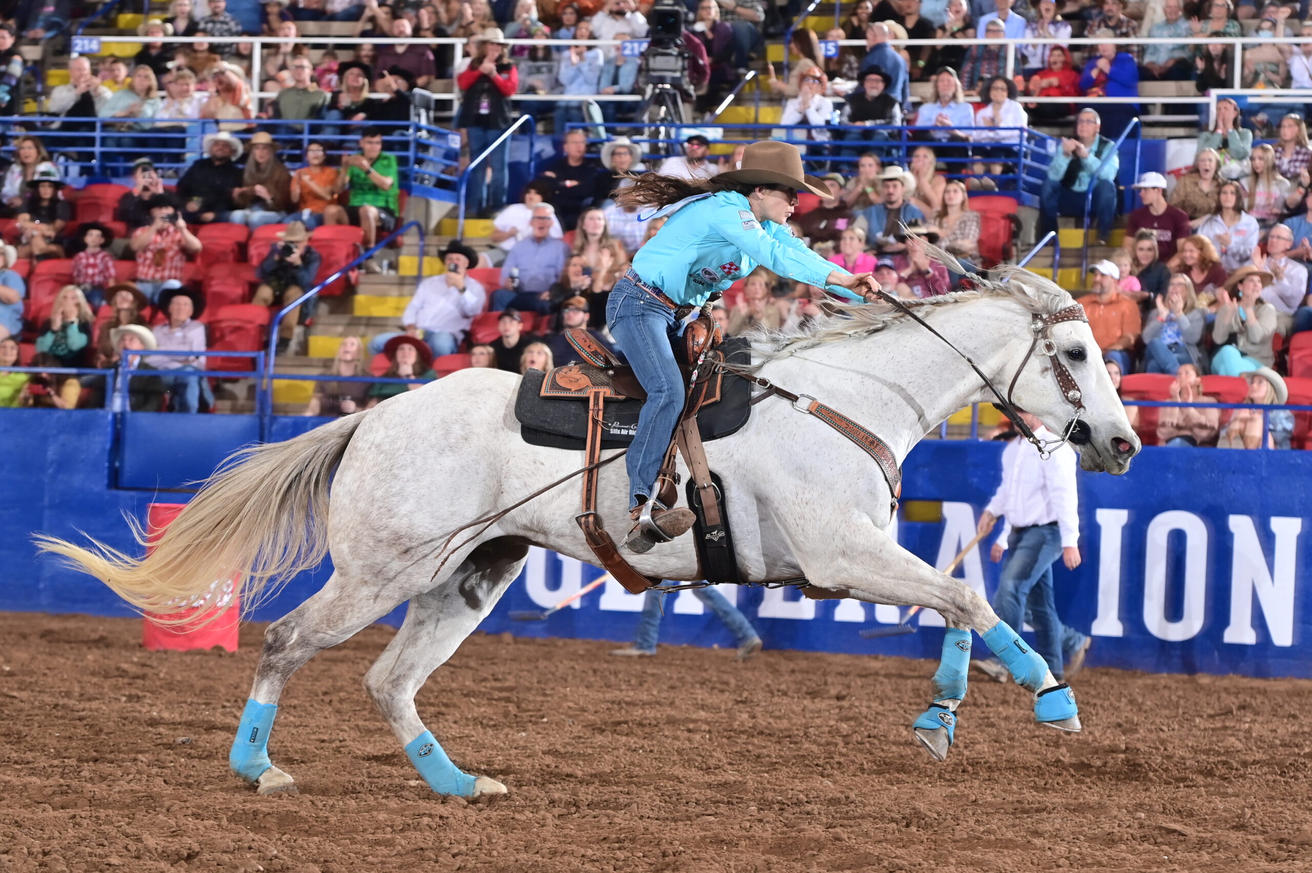 Brittany Pozzi Tonozzi barrel racing at RodeoAustin