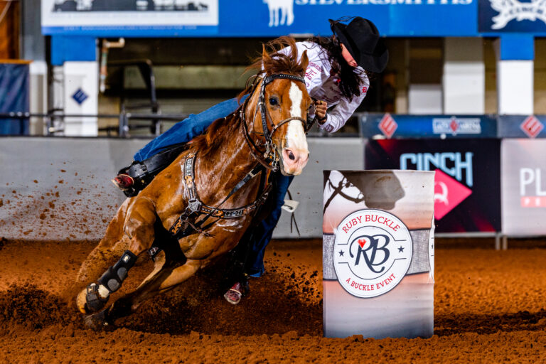 Jordan Driver Ruby buckle central barrel race