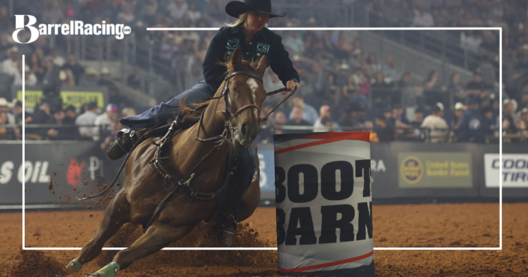 Taycie Matthews barrel racing on Poprocks at Women's Rodeo Championship