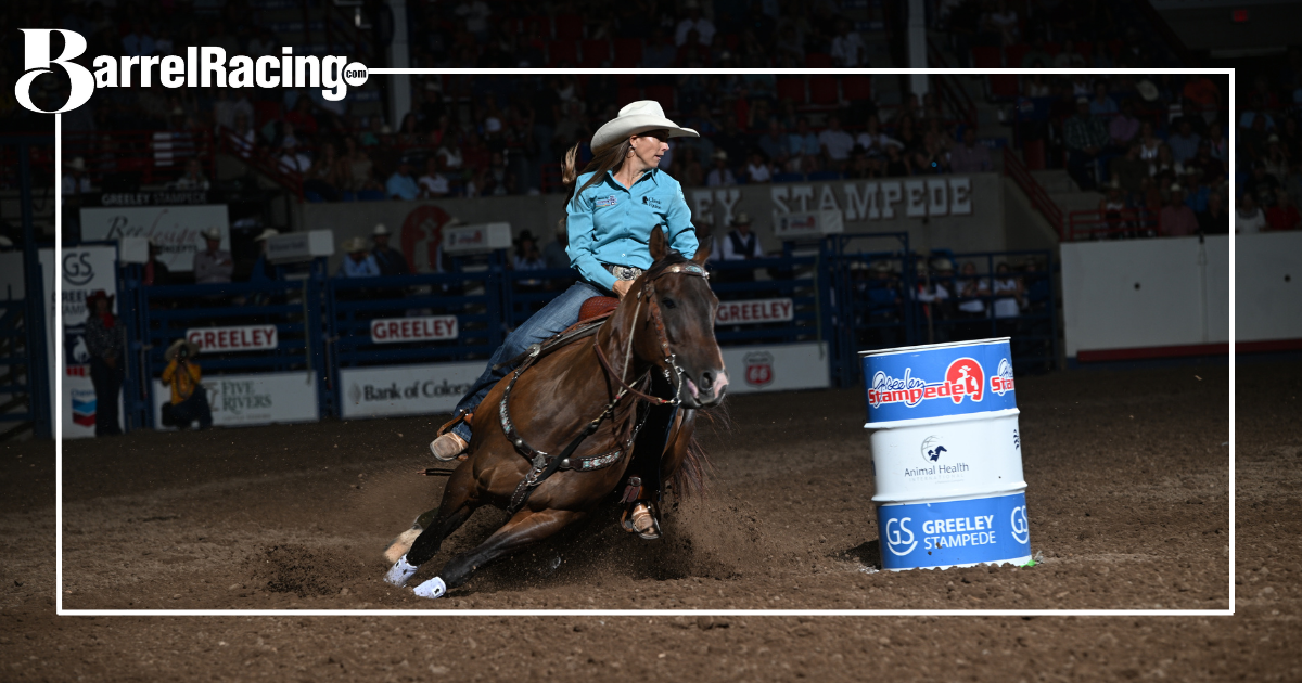 Kassie Mowry and Famous Ladies Man barrel racing Greeley