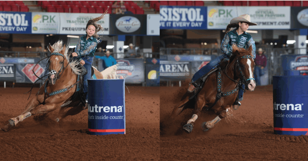 Dusky Lynn Hall ran JH Firewater Honor and Chasin The Win to the lead in the average in Guthrie.