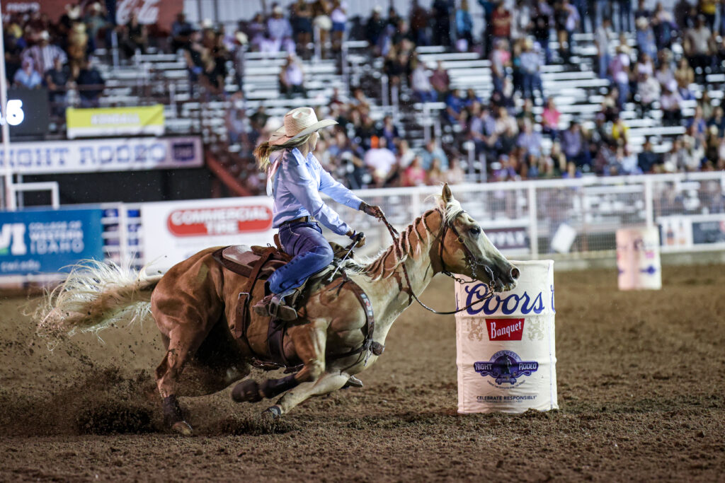 Katelyn Scott turns a barrel on Peanut