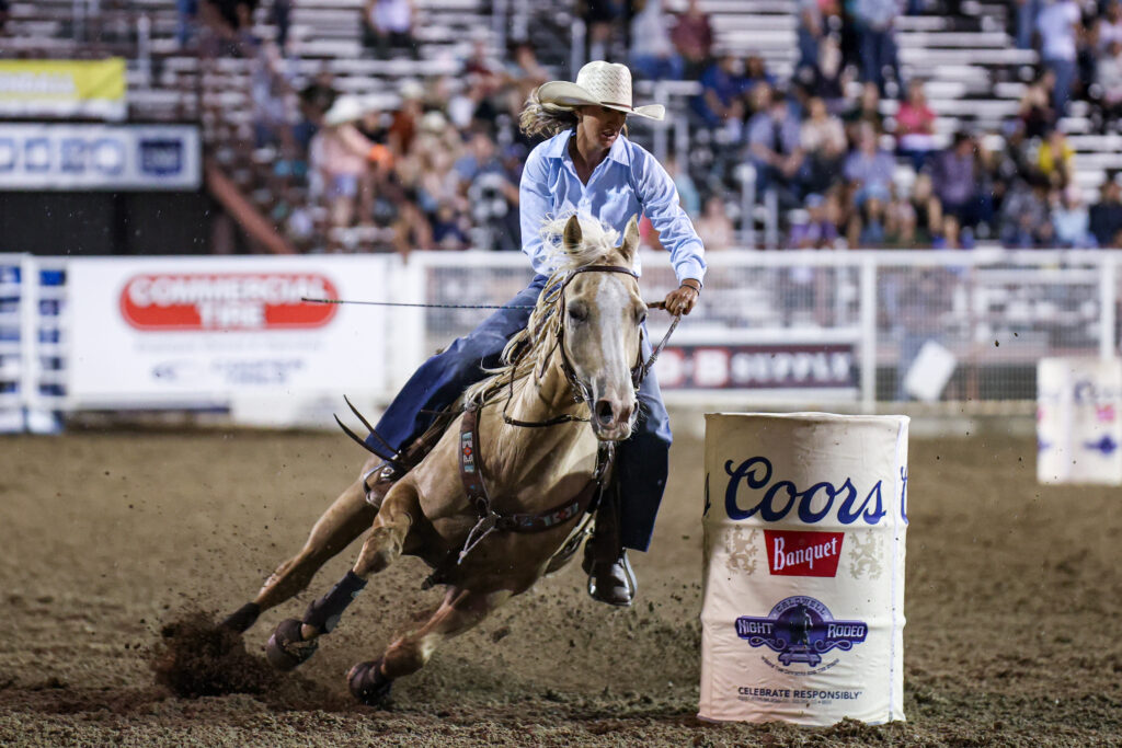 Katelyn Scott barrel racing at Caldwell