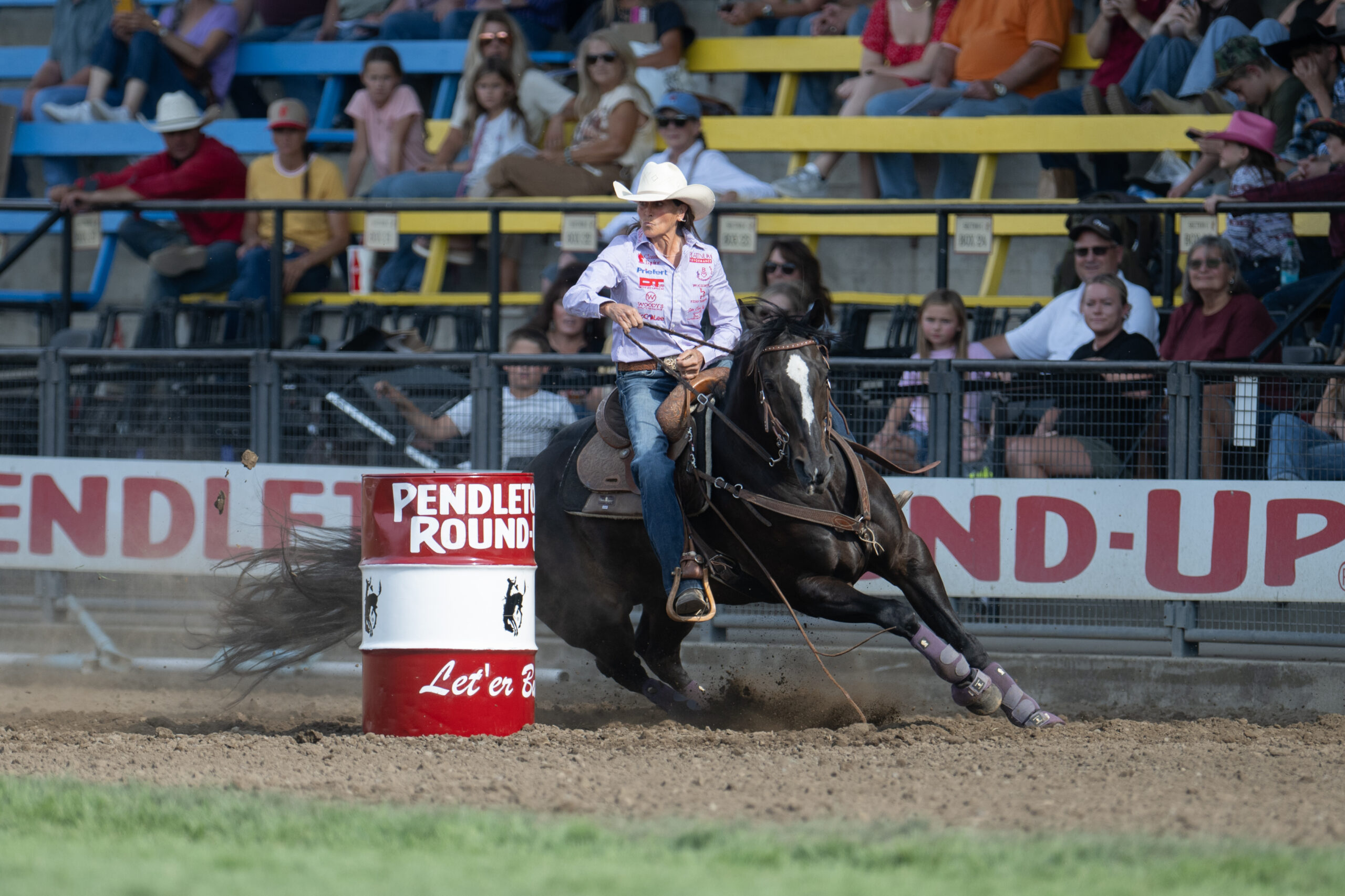 Lisa Lockhart barrel races at Pendleton Roundup