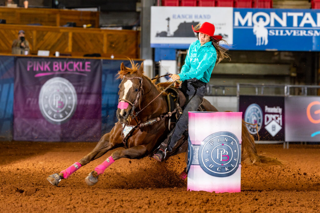 Amanda Butler wraps a barrel on TS Kissem Goodbye