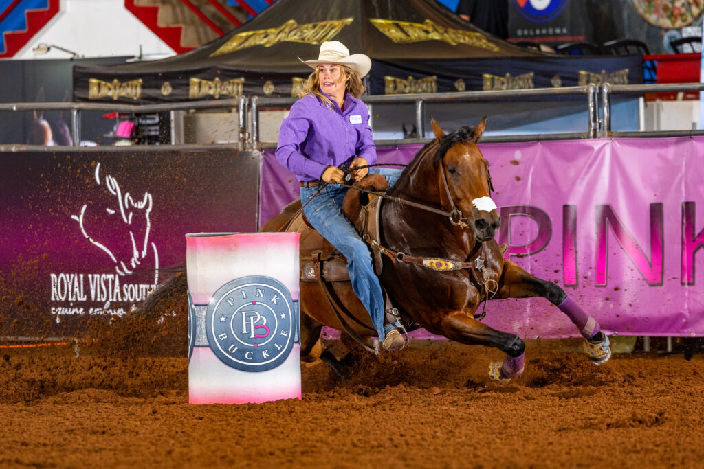 Mister Doc Dynasty turns a barrel with Darla Hoover
