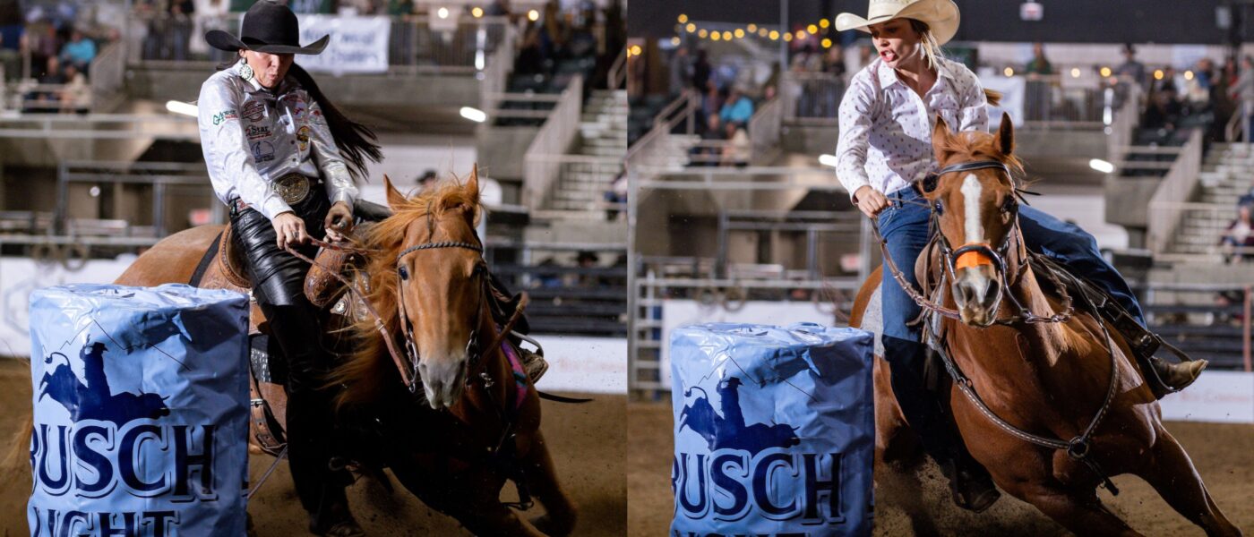 Megan McLeod-Sprauge and "Ticket" (L) topped Round 1 at the Columbia River Circuit Finals while Hailey Garrison and "HeBe" got the average win.