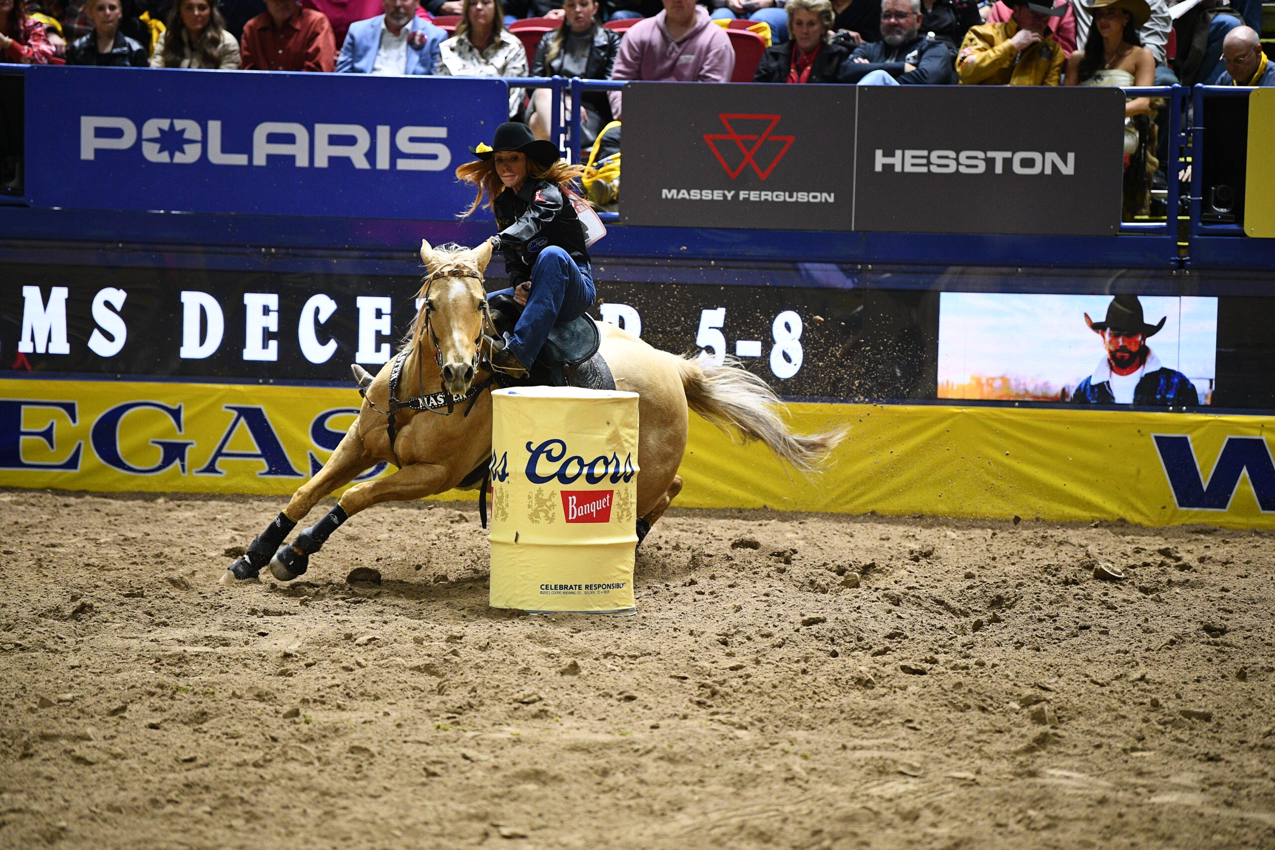 Emily Beisel turns a barrel at the NFR