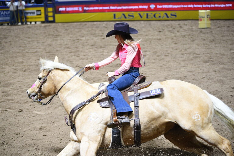 Carlee Otero turns a barrel at NFR 2025