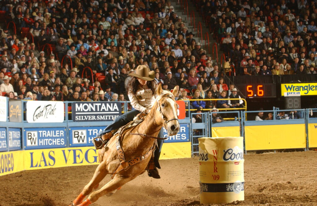 Brittany Pozzi turns a barrel at NFR