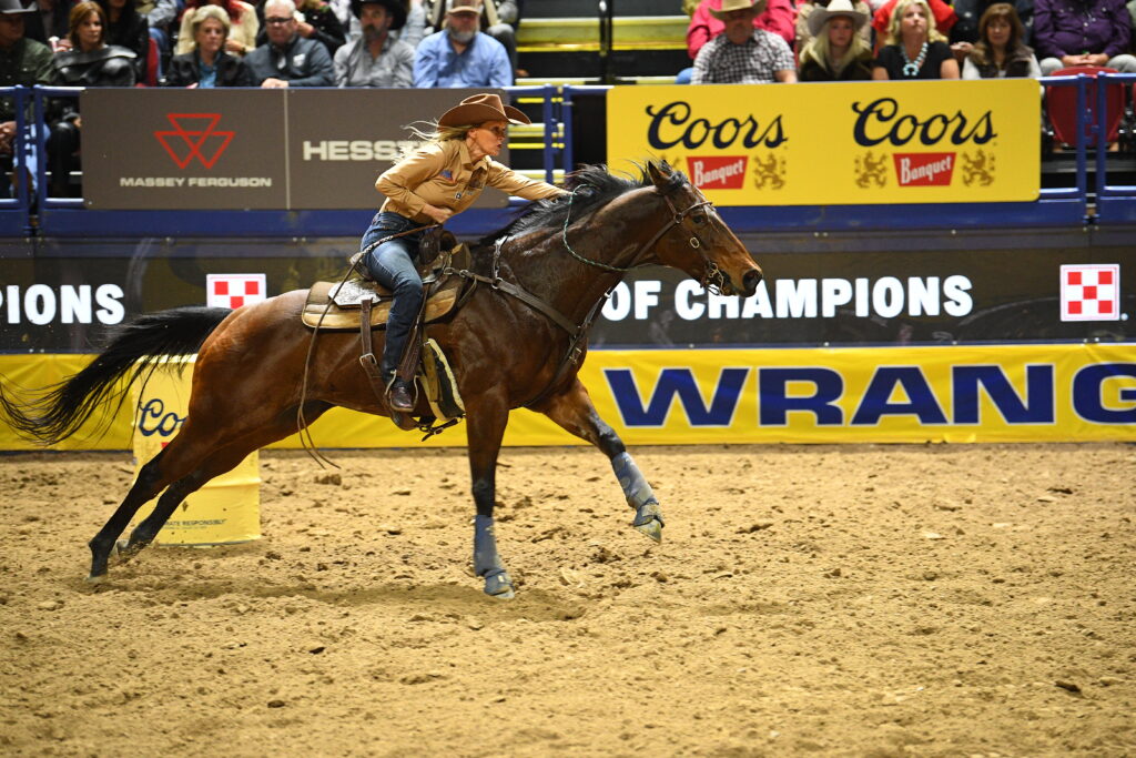 Wenda Johnson barrel races at NFR