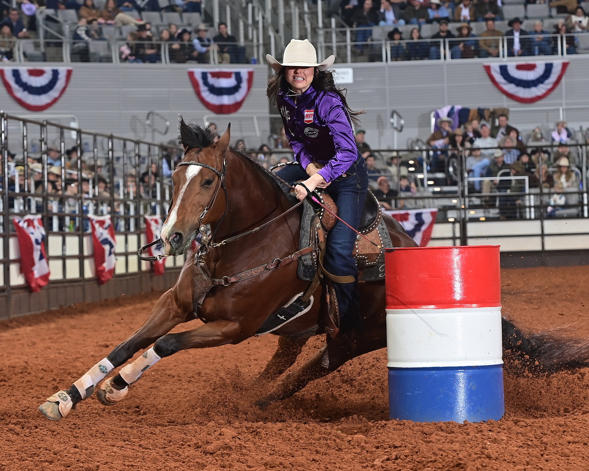 Paige Jones turns a barrel at Fort Worth