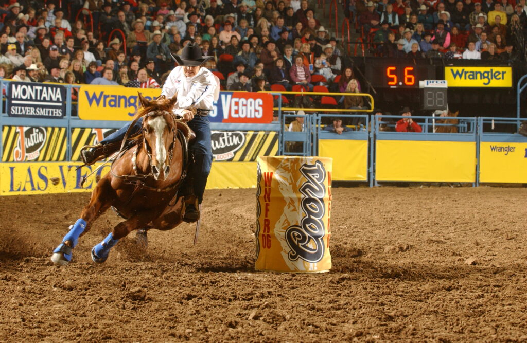 Mary Burger turns a barrel on Rare Fred