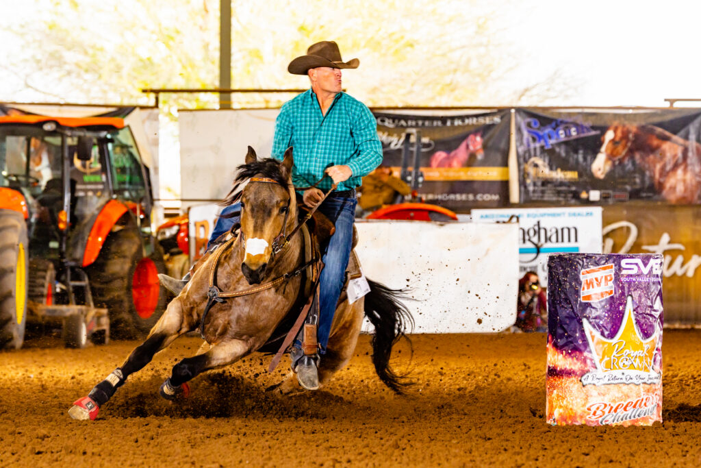 Brandon Stokes turns a barrel