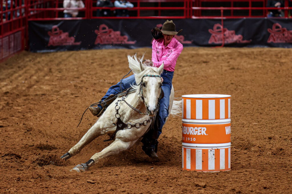 Latricia Duke running barrels at San Antonio
