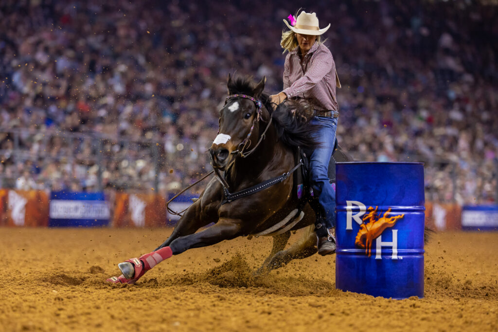 Michelle Alley barrel racing at RodeoHouston