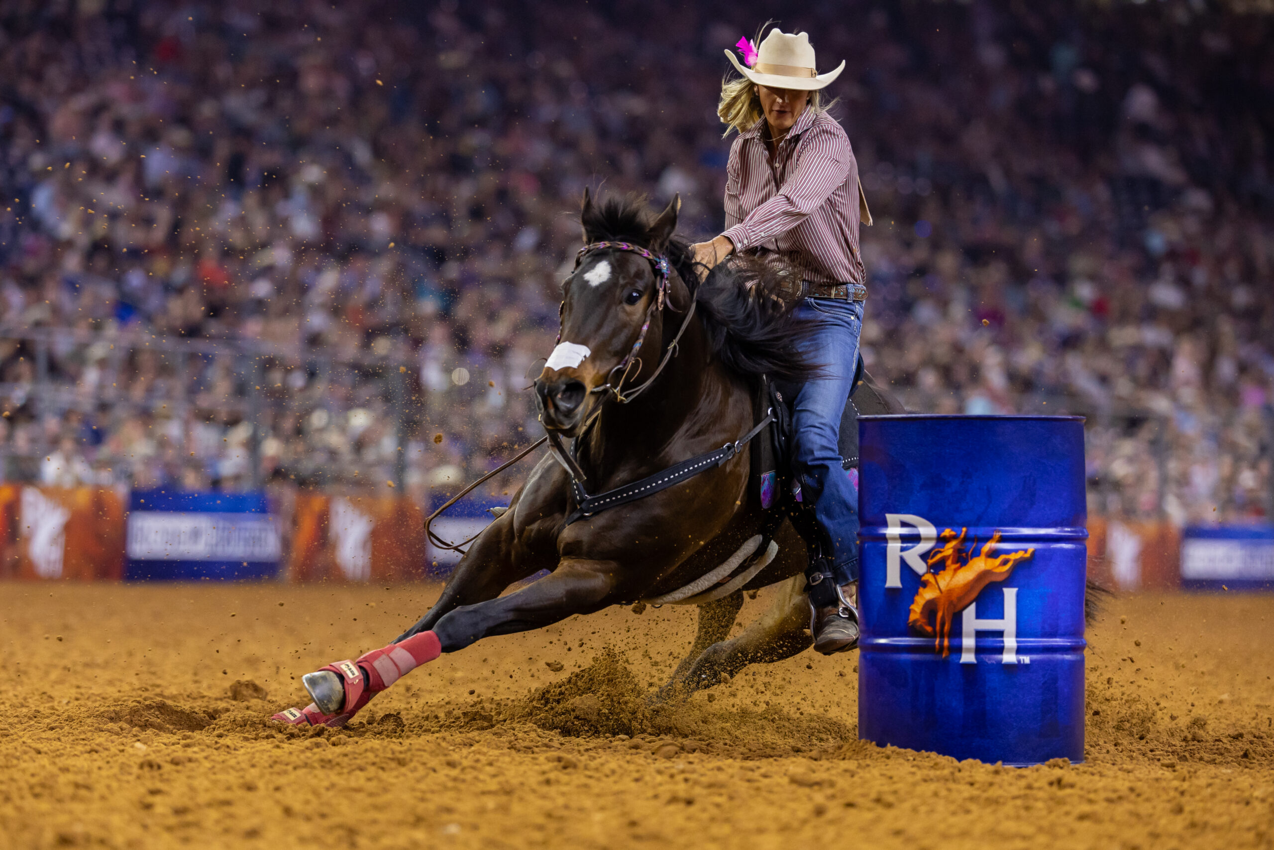 Michelle Alley barrel racing at RodeoHouston