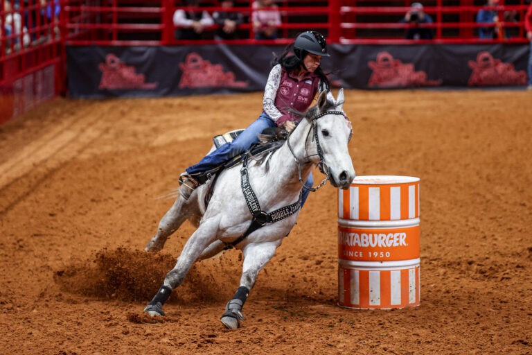 Anita Ellis turns a barrel at San Antonio