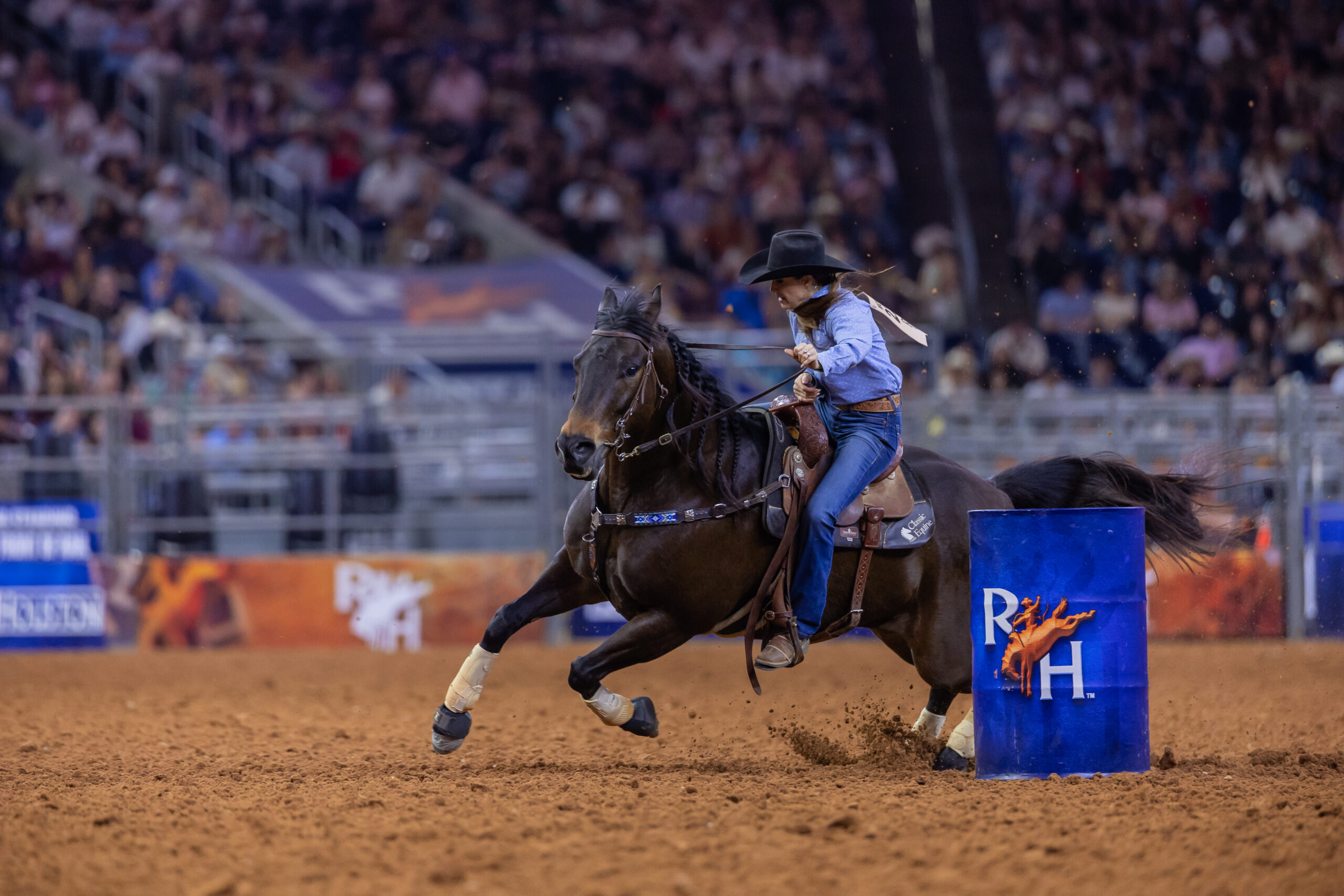 Kassie Mowry turns a barrel at Houston