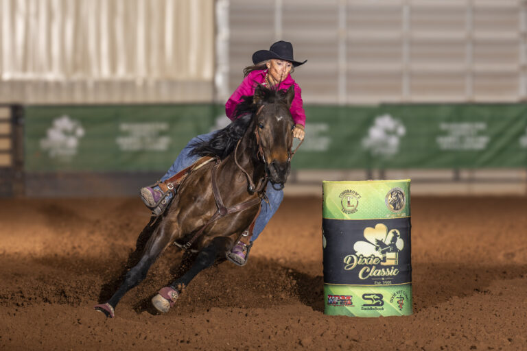 Connie Wyatt turns a barrel