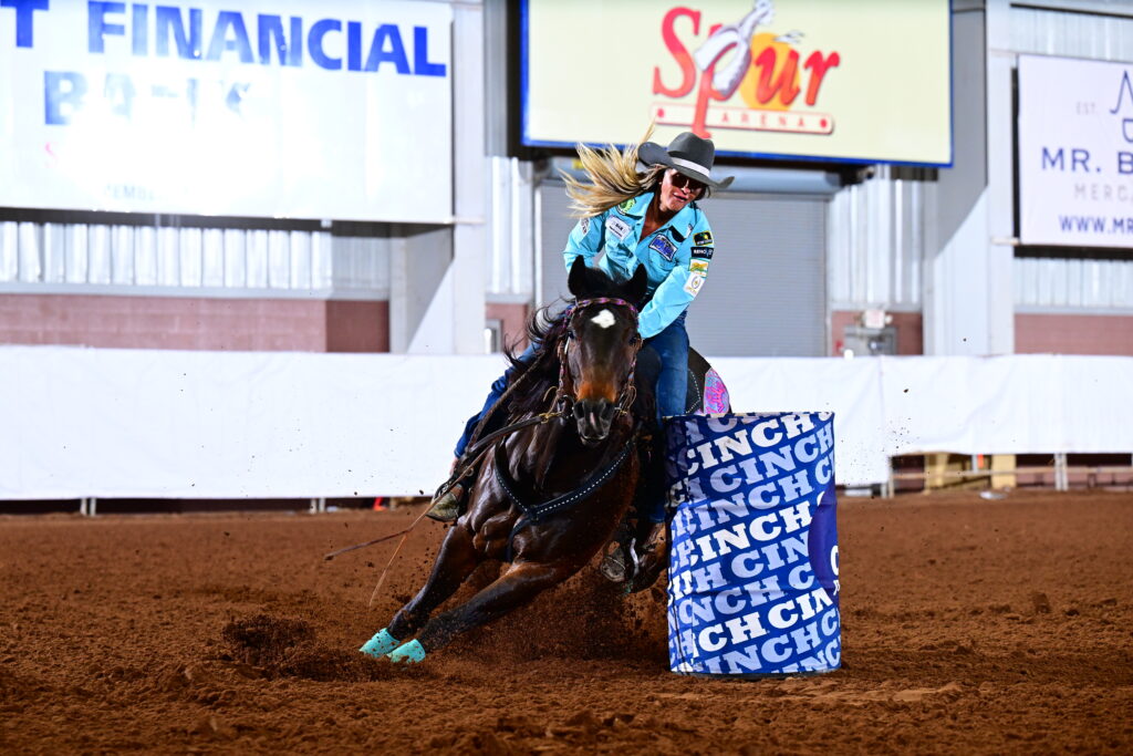 Michelle Alley turns a barrel