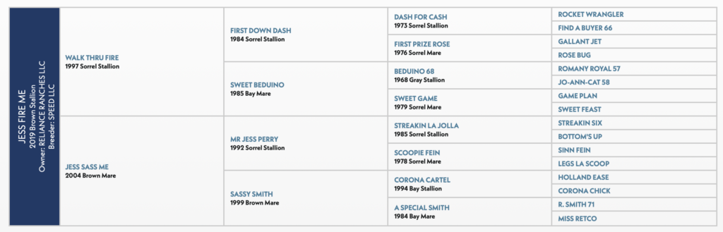 Jess Fire Me Pedigree
