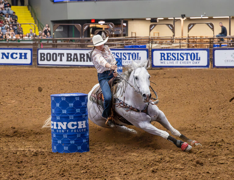 Emma Smith turns a barrel