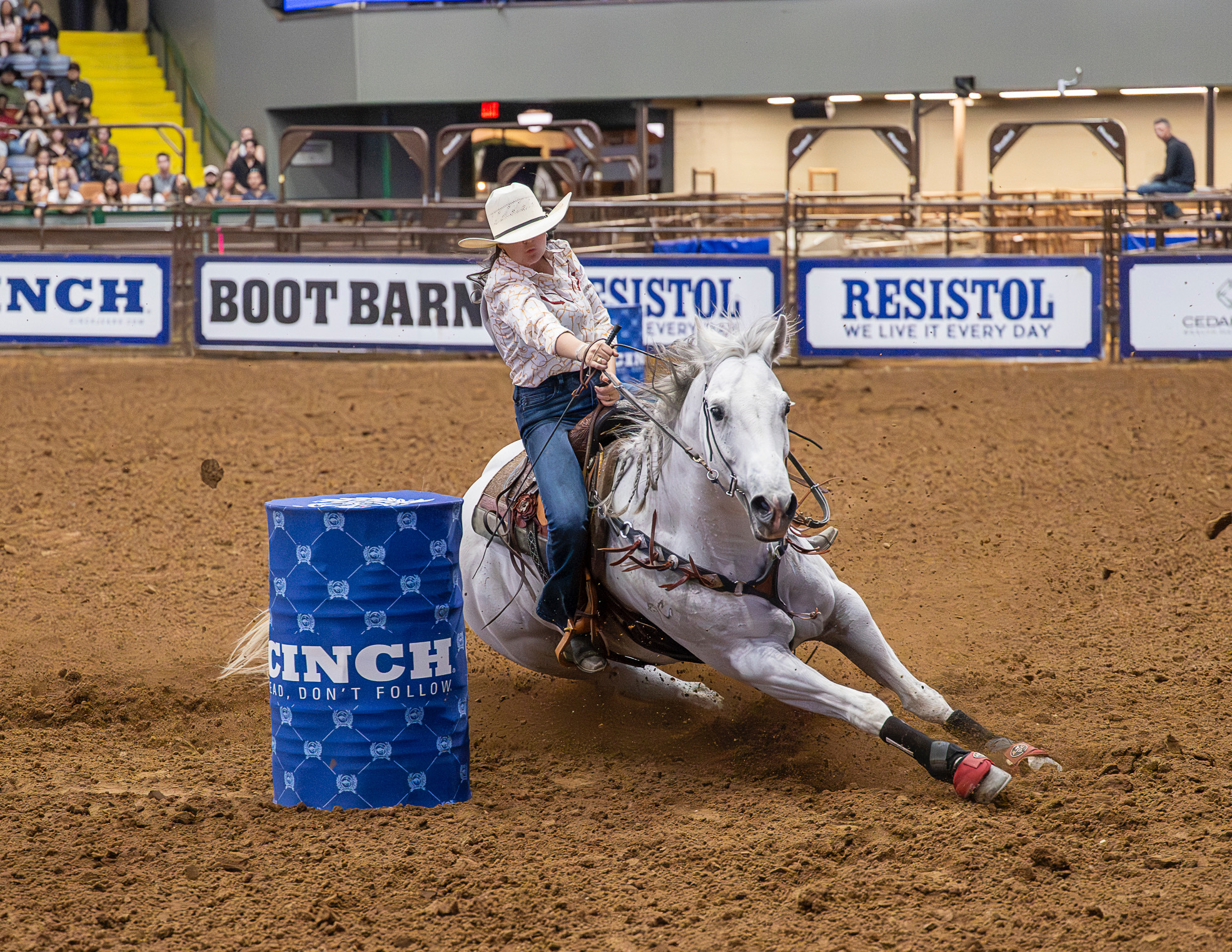 Emma Smith turns a barrel